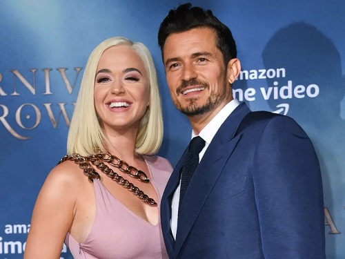 A picture of Orlando Bloom with his fiance, Katy Perry.